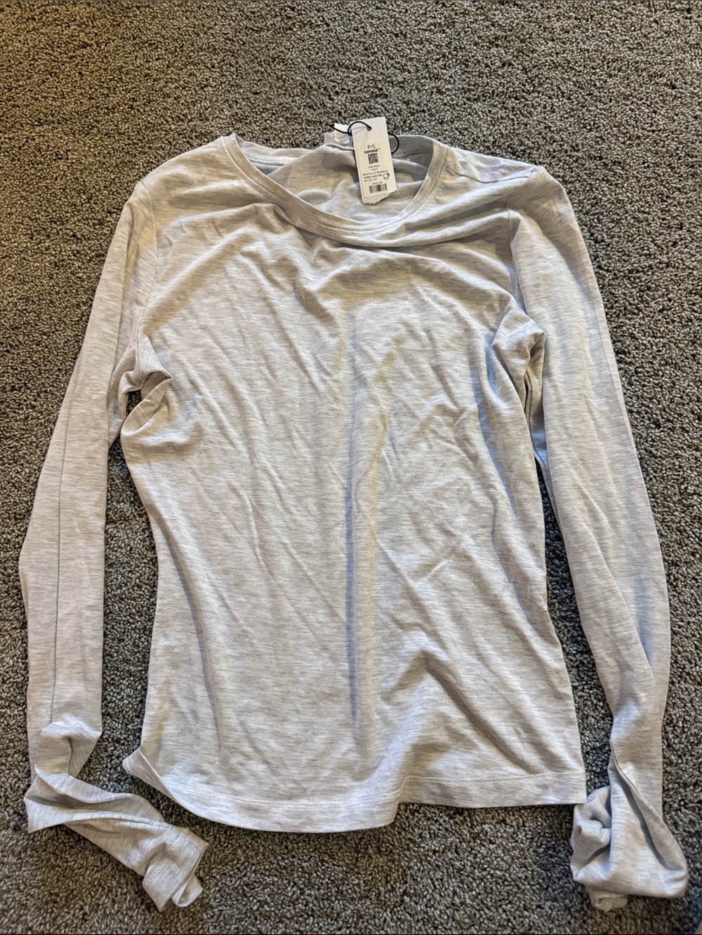 Garage Long Sleeve Crewneck Top in Light Heather Gray